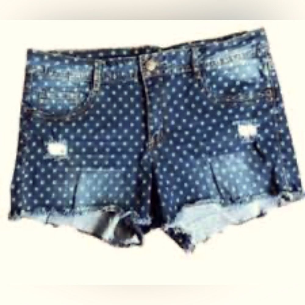 R1893 Blue Flower Print Shorts